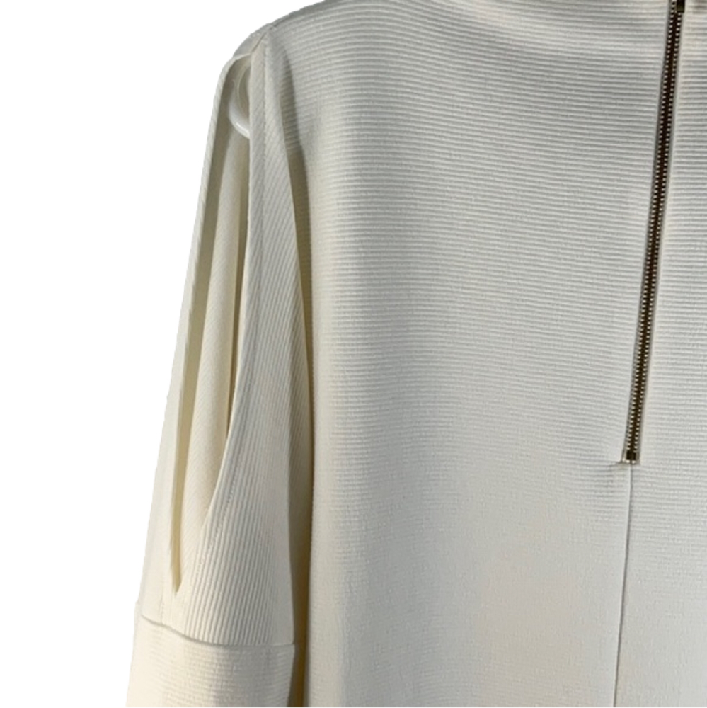 ZENERGY White Quarter Zip Tunic w/Tyra Cold Shoulder Sleeves Size 3 (Size 16) - Picture 3 of 9